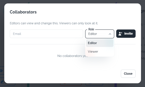 The Collaborators dialog where you can invite educators by email